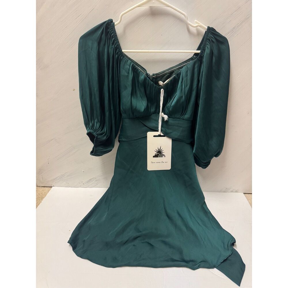 Here Comes The Sun Green Wrap Mini Dress Size XS New with Tags